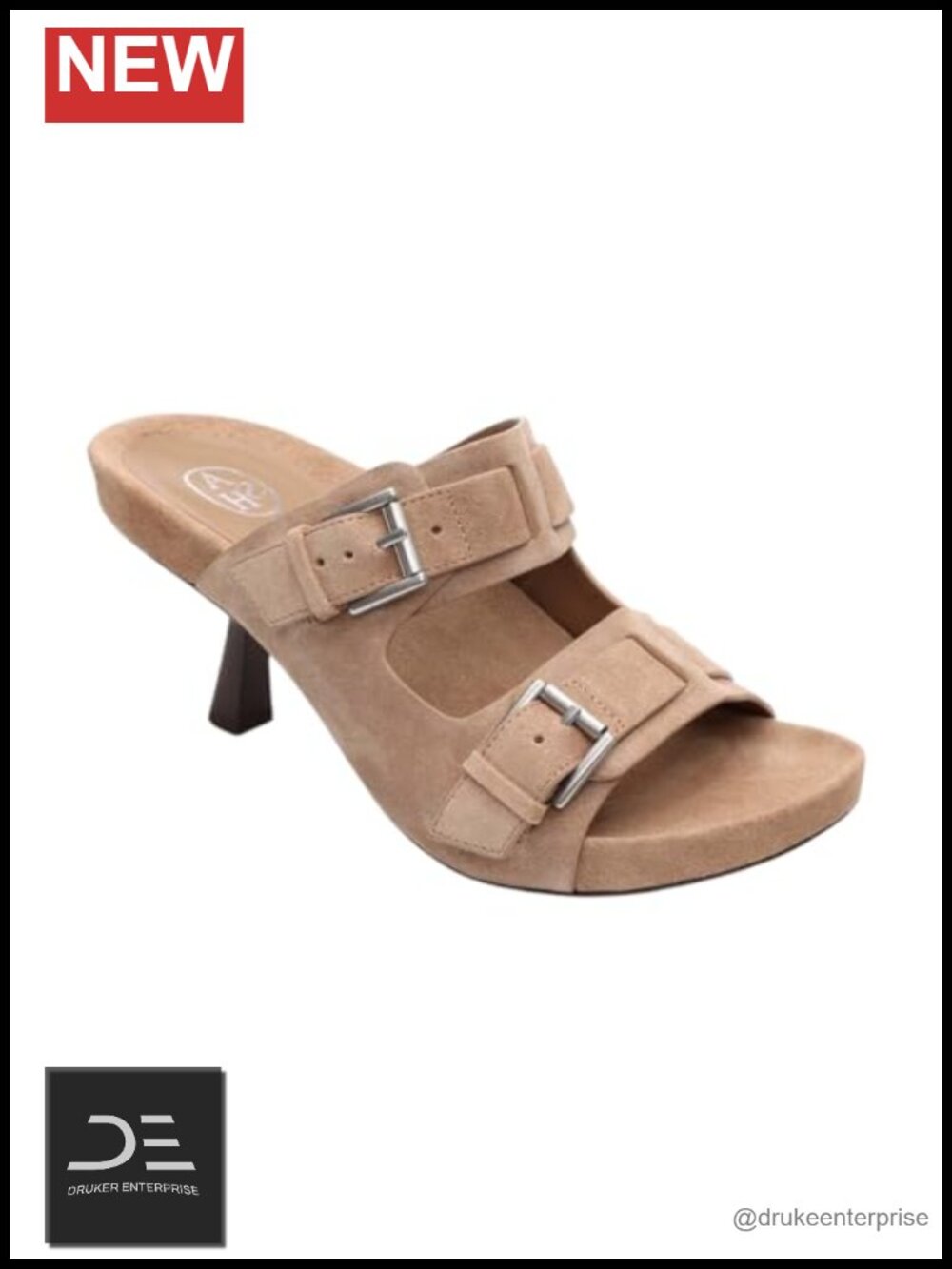 Heeled Sandals, Leather Lined, Contoured Footbed, Slip On
